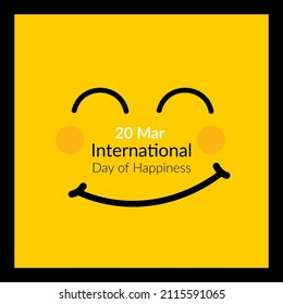 International Day of Happiness Day. World Happiness Day with Stylish Smile Vector.