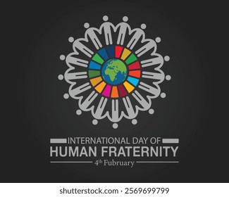 International day of human fraternity. 4th February. human fraternity day banner, poster, card. background, flat illustration. holiday concept. vector illustration.