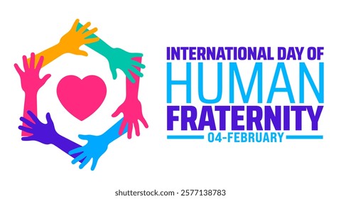 International Day of Human Fraternity background banner or poster design template. observed every year in February. Holiday concept. Use to any Template, card, poster, placard, template.