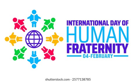 International Day of Human Fraternity background banner or poster design template. observed every year in February. Holiday concept. Use to any Template, card, poster, placard, template.