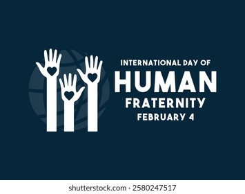 International Day of Human Fraternity. Blue background. Flat design vector. Eps 10.