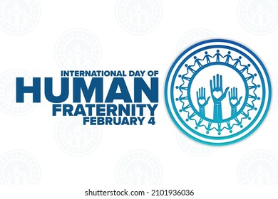 International Day of Human Fraternity. February 4. Holiday concept. Template for background, banner, card, poster with text inscription. Vector EPS10 illustration