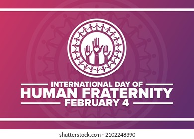 International Day of Human Fraternity. February 4. Holiday concept. Template for background, banner, card, poster with text inscription. Vector EPS10 illustration