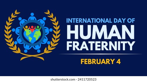 International Day of Human fraternity, February 4. Celebration banner Design