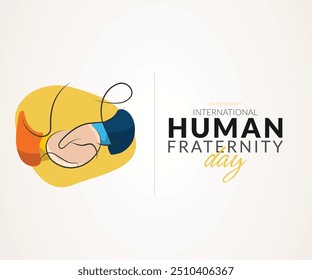 International day of human fraternity line art poster or banner design. Tolerance, pluralistic tradition, mutual respect and the diversity of religions and beliefs promote human fraternity.