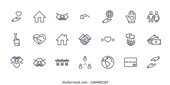 International Day of Human Solidarity Line Vector Icons Set. Con