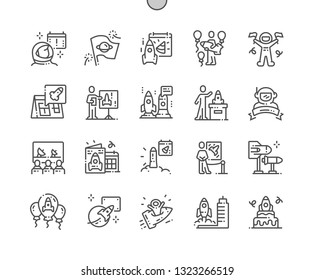 International Day of Human Space Flight Well-crafted Pixel Perfect Vector Thin Line Icons 30 2x Grid for Web Graphics and Apps. Simple Minimal Pictogram