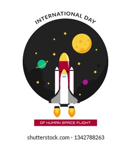International Day of Human Space Flight Illustration Poster Design