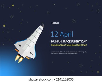 International Day Of Human Space Flight 12 April. Infographic Illustrations