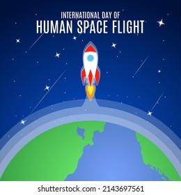 International day of human space flight vector illustration. Suitable for Poster, Banners, campaign and greeting card.