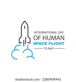 Día Internacional del Vuelo Espacial Humano 12 de abril, vector, icono.