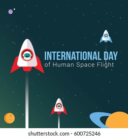 International Day of Human Space Flight Vector Illustration