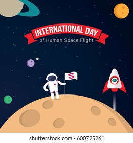 International Day Of Human Space Flight Vector Illustration