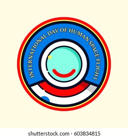 International day of human space flight greeting card, vector illustration