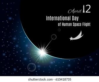 International day of human space flight banner or poster for your design. Vector illustration.