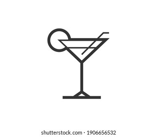 International woman’s day icon. Cocktail black line sign. Premium quality graphic design pictogram. Outline symbol icon for web design, website and mobile app on white background