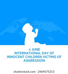 International Day of Innocent Children Victims of Aggression. June 4. Template for background, banner, card, poster. vector illustration. Flat Design.