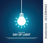 international day of light creative banner, poster, social media post, postcard, background, backdrop, template, greetings card, web banner, cover design etc. Light, Innovation, Society.
