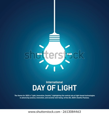 international day of light creative banner, poster, social media post, postcard, background, backdrop, template, greetings card, web banner, cover design etc. Light, Innovation, Society.