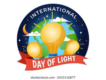 International Day of Light Vector Illustration on May 16 to the Importance Use of Lamp and Savings in Human Life in Flat Cartoon Background