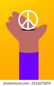 International Day of Living Together in Peace. World Peace Day with hand and sign. International Day of Peace. No war concept. Flat vector illustration.