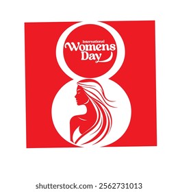 An International Women’s Day logo crafted with a bold red color palette, symbolizing strength, passion, and determination. 