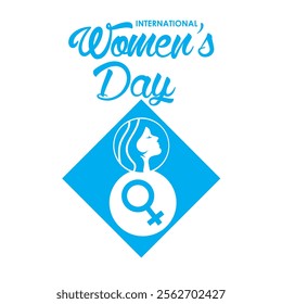 An International Women’s Day logo featuring a refreshing cyan color palette, symbolizing clarity, balance, and empowerment. 