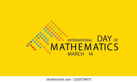 Der internationale Tag der Mathematik wird jedes Jahr am 14. März weltweit gefeiert. Logo des Mathematiktages auf gelbem Hintergrund für Banner, Poster, Projekte, Titel, Header.