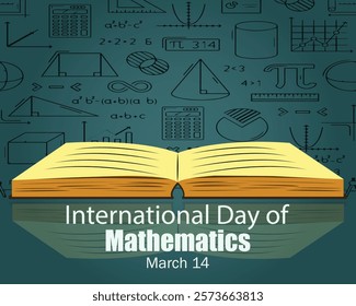  International Day of Mathematics, March 14. Holiday concept. Template for background, banner, card, poster with text inscription.