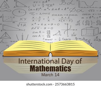  International Day of Mathematics, March 14. Holiday concept. Template for background, banner, card, poster with text inscription.