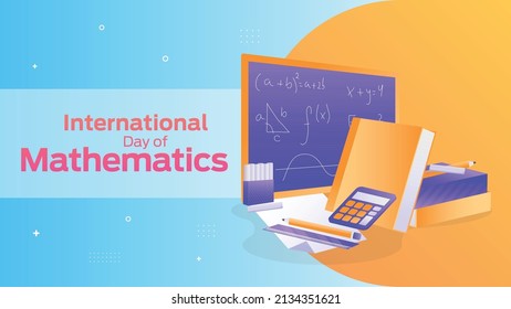 Internationaler Tag der Mathematik am 14. März Business Broschüre Flyer Banner Design horizontale Vorlage Vektorgrafik, Titelpräsentation abstrakt, moderne Publikation Poster und Flaggen-Banner.