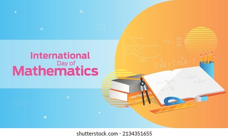 Internationaler Tag der Mathematik am 14. März Business Broschüre Flyer Banner Design horizontale Vorlage Vektorgrafik, Titelpräsentation abstrakt, moderne Publikation Poster und Flaggen-Banner.