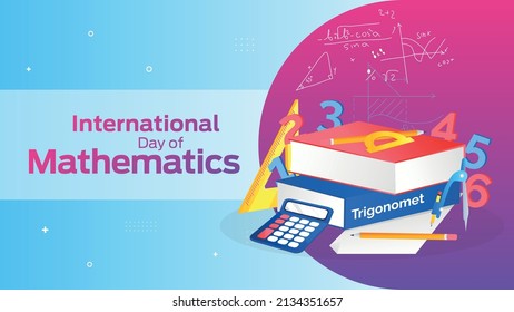 International Day of Mathematics on March 14 business brochure flyer banner design horizontal template vector, cover presentation abstract, modern publication poster and flag-banner.