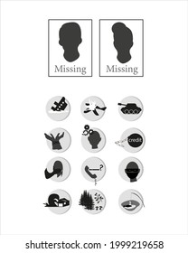 International Day of Missing Persons. Lost anonymous person. Missing people in the aftermath of the disaster. Reasons for missing people. International Missing Children's Day. Set. 