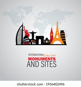 International Day For Monuments and Sites. April 18. Template for background, banner, card, poster. vector illustration