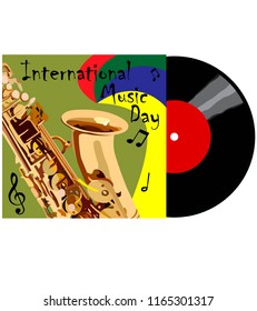 International day of music, a record in a box which shows a musical instrument