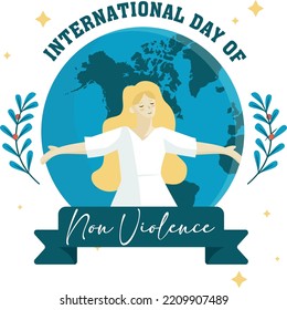 International day of non-violence with doves design