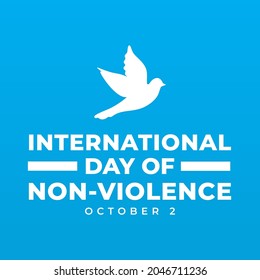International day of non-violence October 2 modern creative banner, sign, design concept, social media template with white text on blue background 