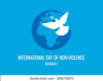 International Day of Non-Violence vector. Dove of Peace vector. Planet Earth with a Dove icon. Silhouette of a dove on a blue background. Day of Non-Violence Poster, October 2. Important day