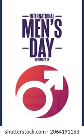 International Men’s Day. November 19. Holiday concept. Template for background, banner, card, poster with text inscription. Vector EPS10 illustration