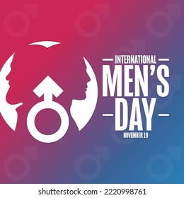 International Men’s Day. November 19. Holiday concept. Template for background, banner, card, poster with text inscription. Vector EPS10 illustration