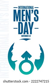 International Men’s Day. November 19. Holiday concept. Template for background, banner, card, poster with text inscription. Vector EPS10 illustration