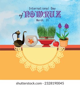 Antecedentes del Día Internacional del Nowruz. Fondo de la ilustración del vector.
