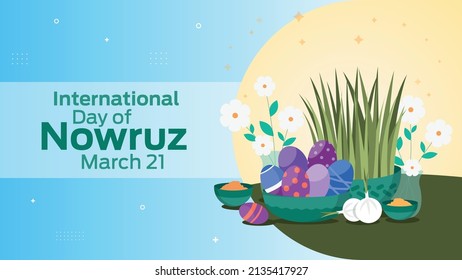 International Day of Nowruz on March 21 business brochure flyer banner design horizontal template vector, cover presentation abstract, modern publication poster and flag-banner.