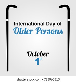  International day of old persons in October with two canes - Vector Illustration
