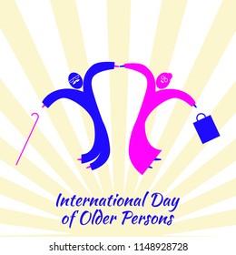 International Day Of Older Person. Concept Of A Social Holiday. Old Man And Woman Jumping For Joy Smile