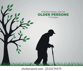 International Day of Older Persons. 1 October. Holiday concept. Template for background with banner, poster and card. Vector illustration.