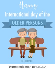 International Day of the Older Persons 1st October logo with a old couple illustration