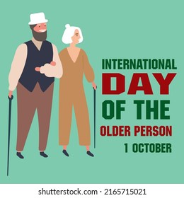 International Day of Older Persons and banner : 01 October  Vector Eps 10
