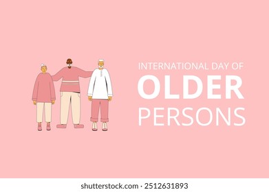 International day of older persons banner template. Vector illustration with senior characters.